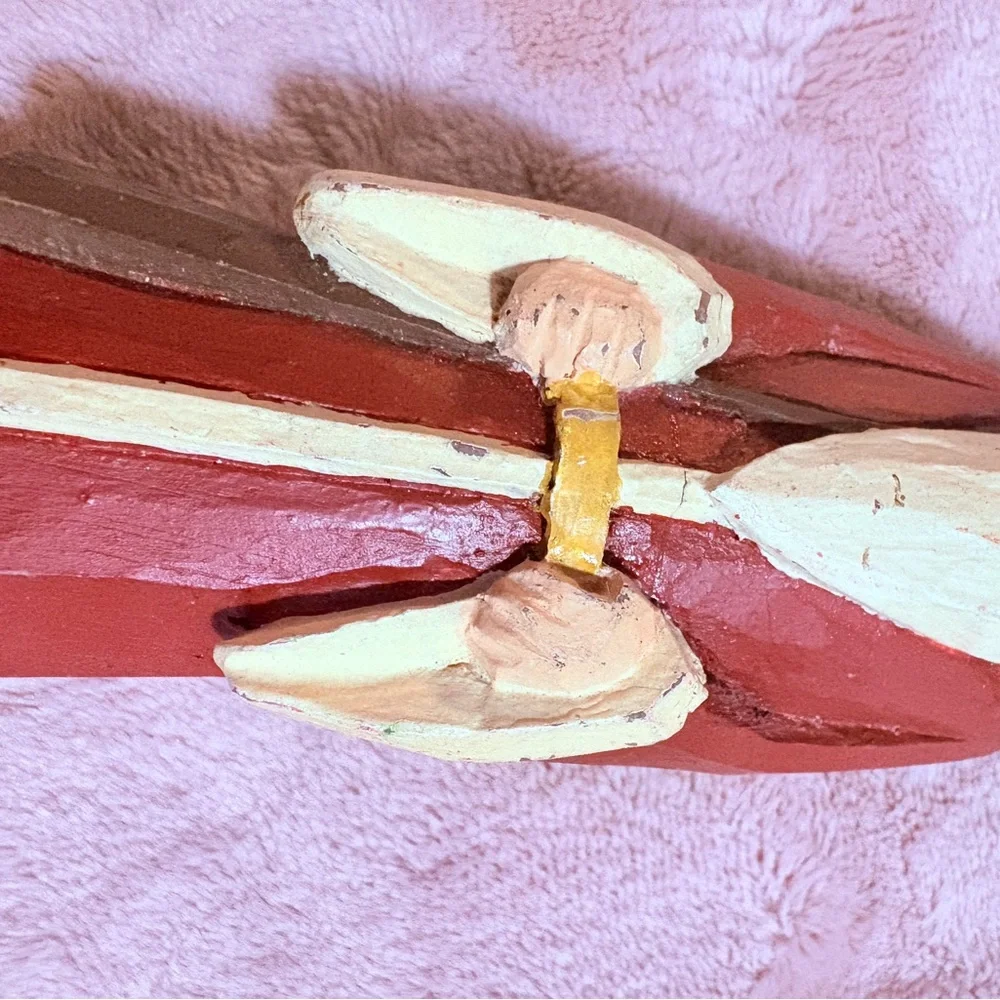 Vintage Christmas Wooden Carved Hand Painted Santa Claus With Christmas‎ Tree